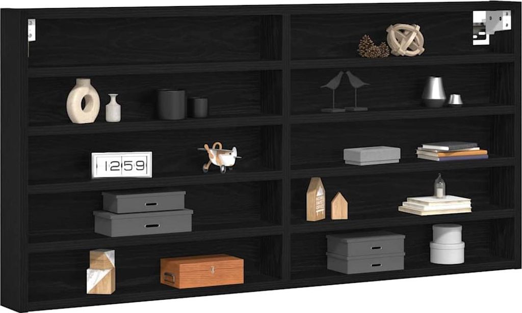 Cloris Designermöbel Vitrine Schwarz Eichen-Optik 100 x 8,5 x 50cm Holzwerkstoff - Wandregale 2026Neu966613 - Wandregale
