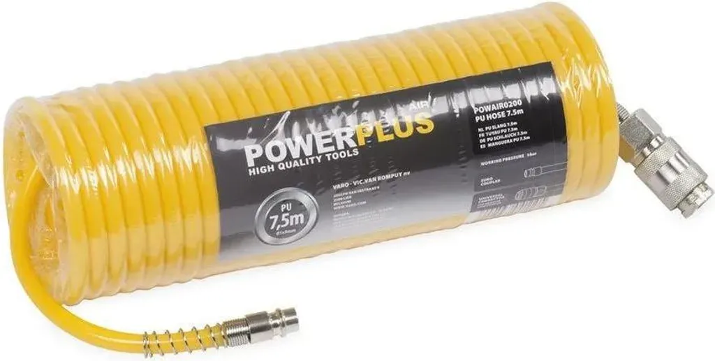 Tubo Aria 7,5mt Powerplus a Spirale in PU Giallo Alta Qualità