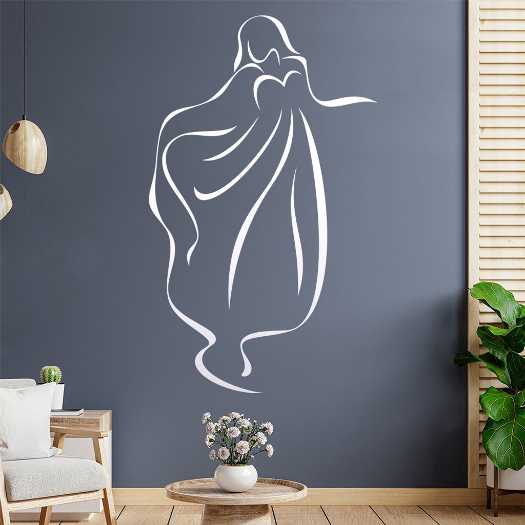 Dame im Kleid - Linien Wandtattoo in 6 Größen - Wandaufkleber Wall Sticker - Dekoration, Küche, Wohnzimmer, Schlafzimmer, Badezimmer