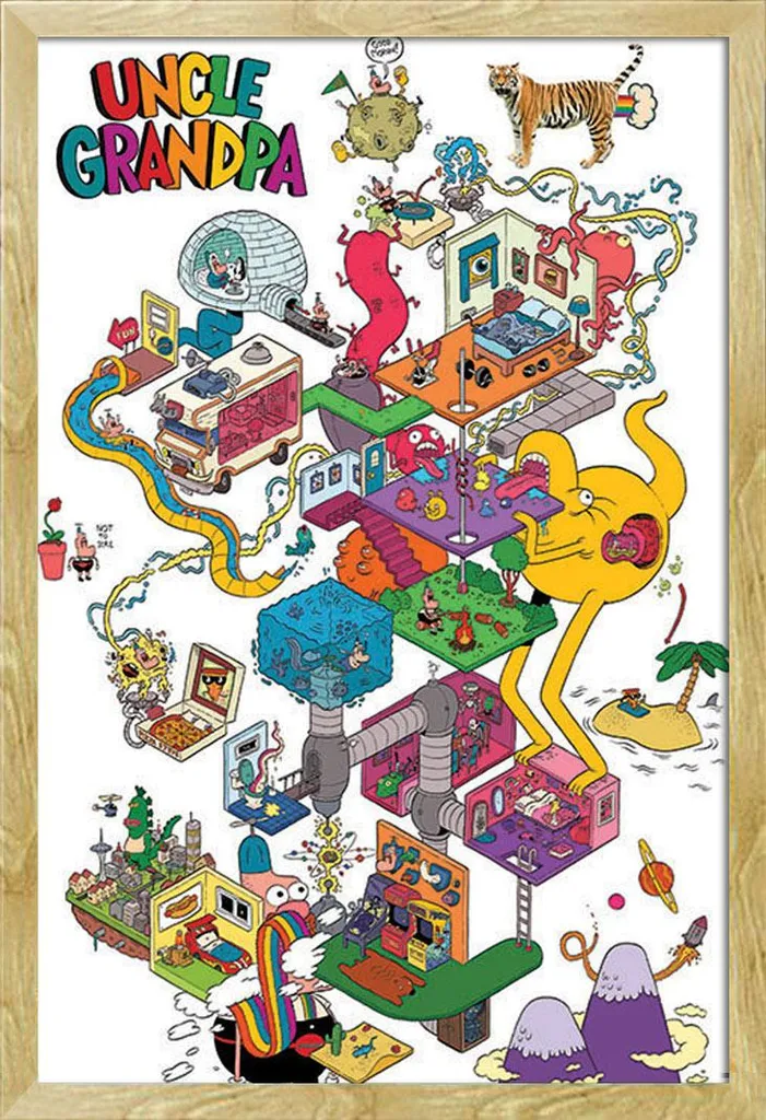 Uncle Grandpa - Poster - A Warped Mind + cornice rimovibile, Shinsuke® Maxi MDF faggio, vetro acrilico