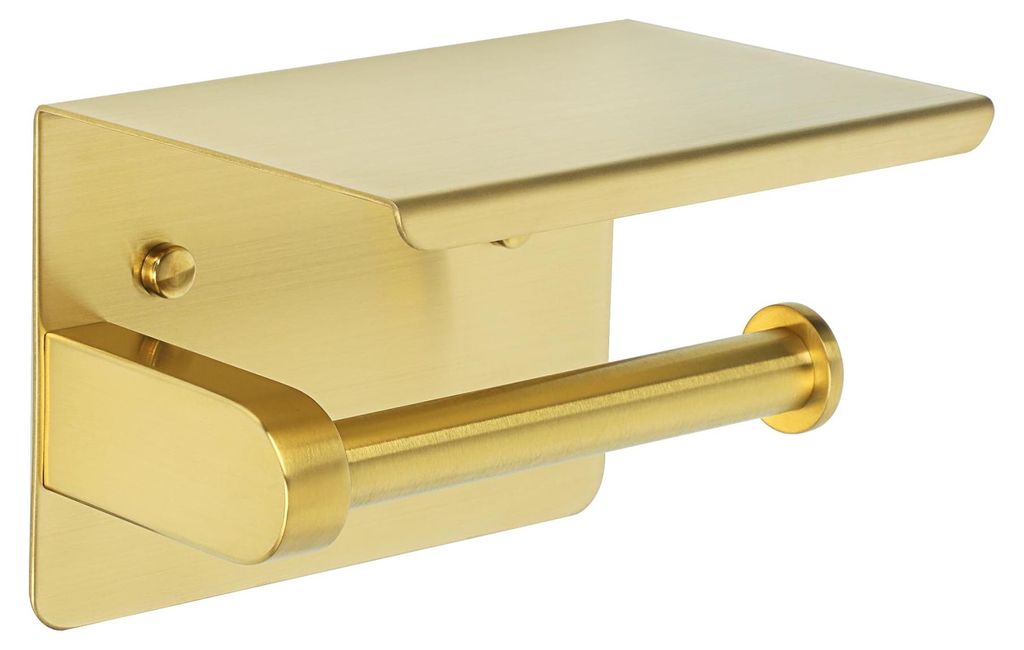 Toilettenpapierhalter, Toilettenpapierhalter mit 14 cm Ablage für Küche und Bad, goldfarben