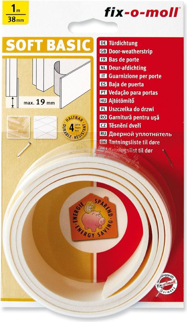 Suki Türdichtung, selbstklebend, weiß, 1 m x 38 mm Produktbild 