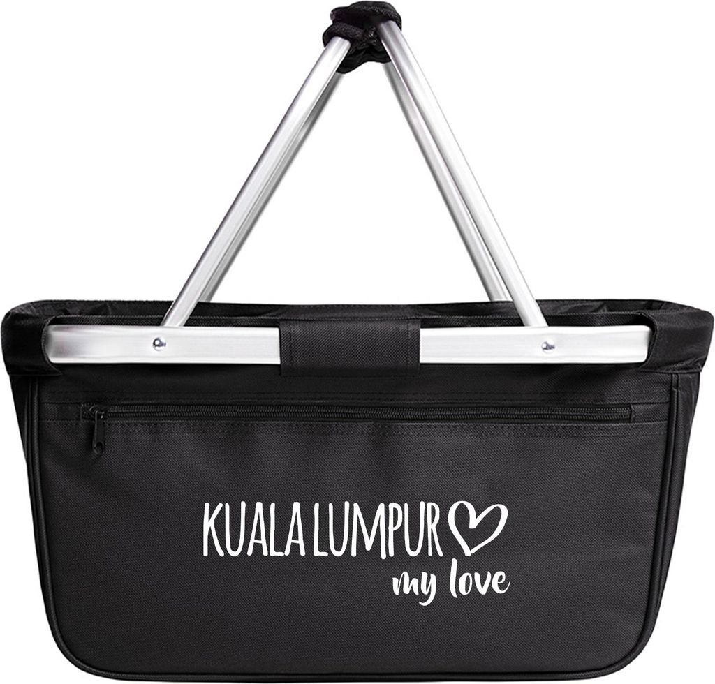 Huuraa Einkaufskorb Kuala Lumpur my love 20 Liter Black faltbarer Tragekorb Geschenkidee
