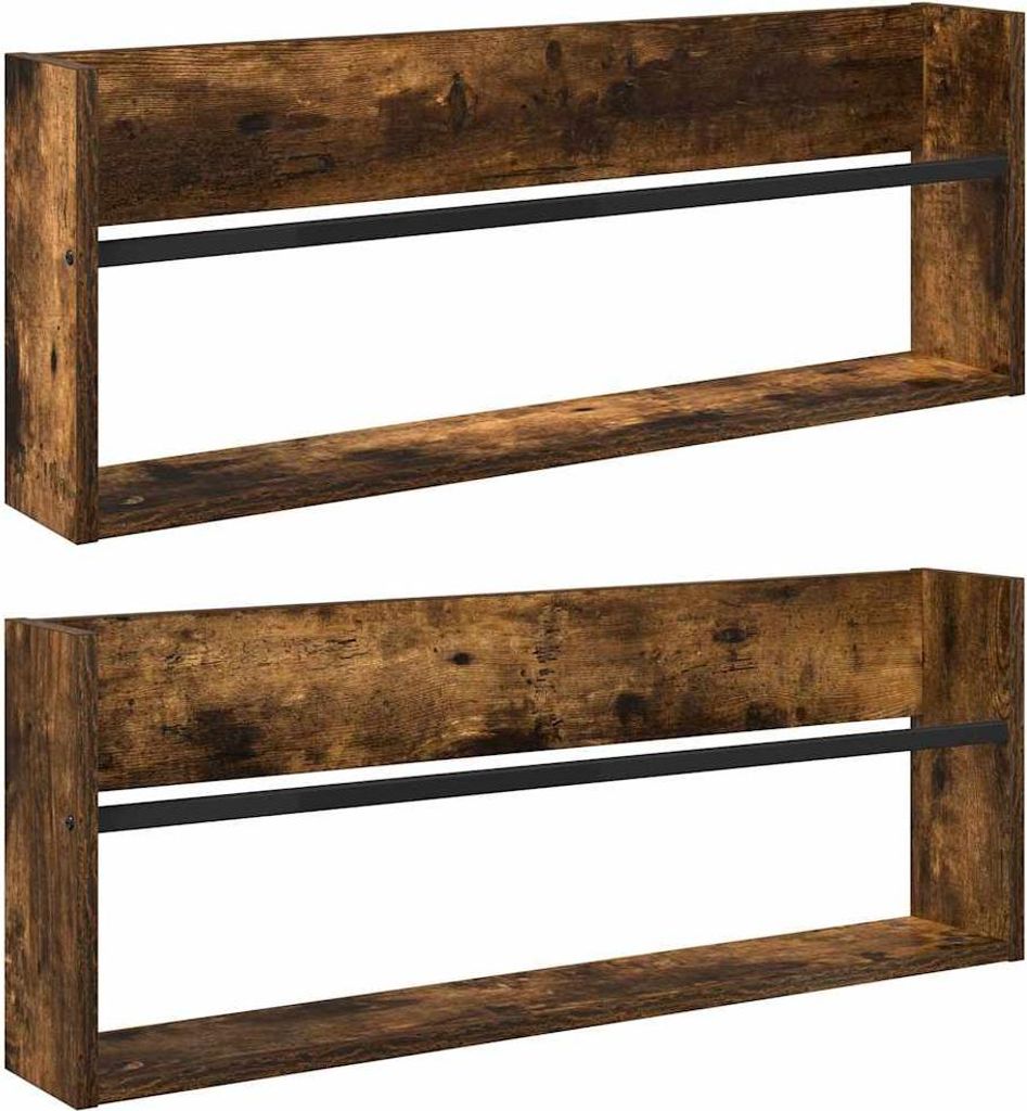 Magazinregal mit Regal 2 pcs Geräucherte Eiche 80 x 12 x 30 cm