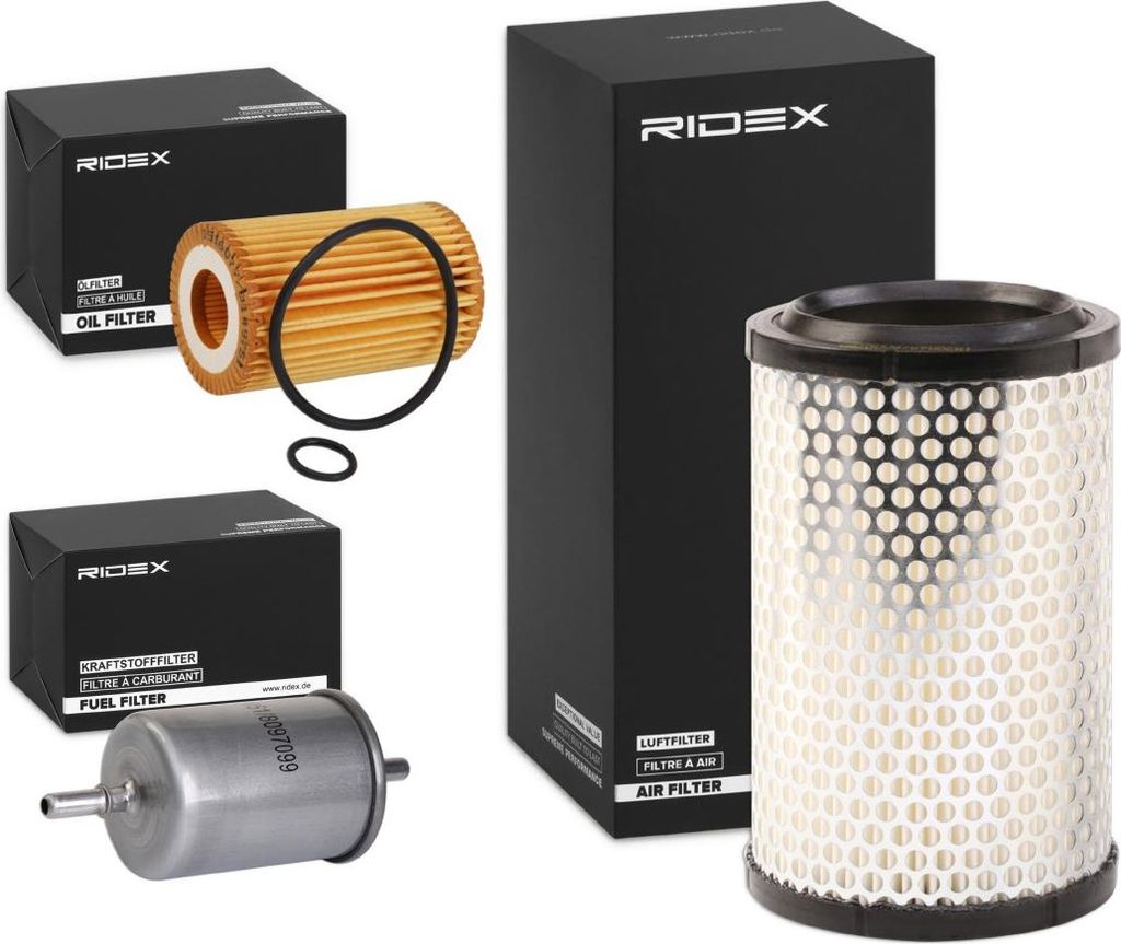 RIDEX Filterset Inspektionspaket Filtersatz für RENAULT Clio III Schrägheck (BR0/1, CR0/1) CLIO II (BB0/1/2, CB0/1/2) TWINGO I (C06) KANGOO (KC0/1)