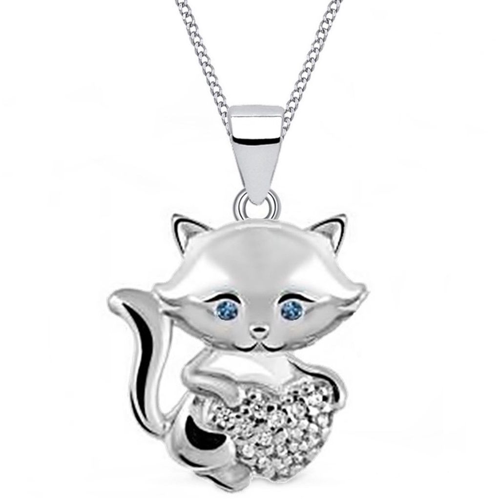 Katze mit Herz Anhänger I Echt Silber Kette Katzen-Schmuck I 50cm