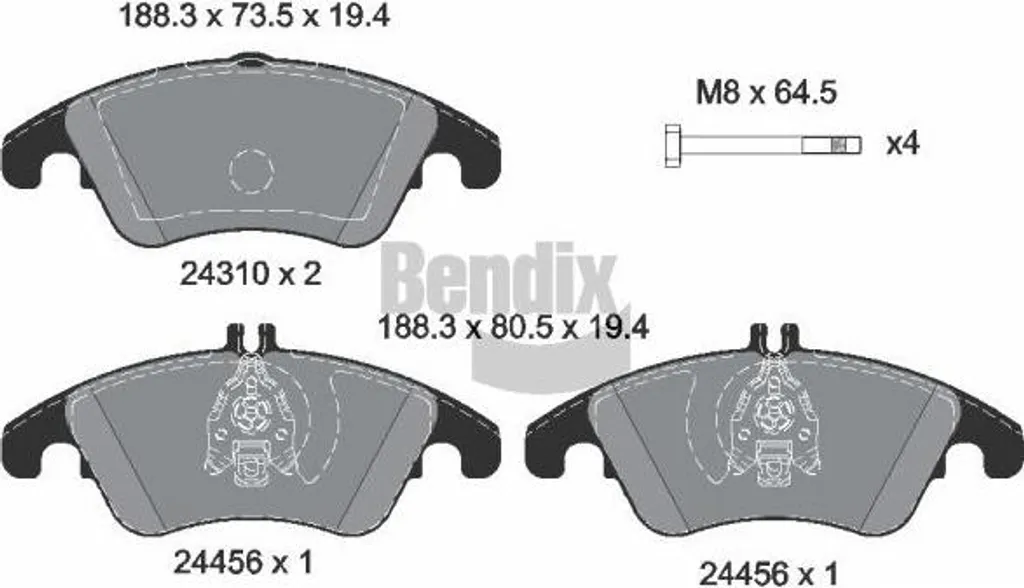 Plaquettes de frein Bendix BPD1079 pour Mercedes Classe C et Classe E