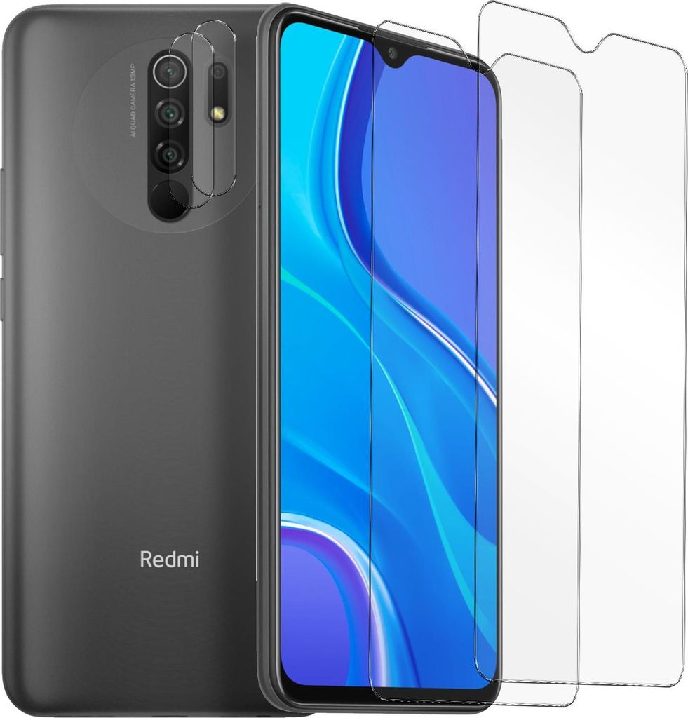 Panzerglas für Xiaomi Redmi 9 Schutzfolie 2x Kamera Schutzglas Folie 2x Panzerfolie