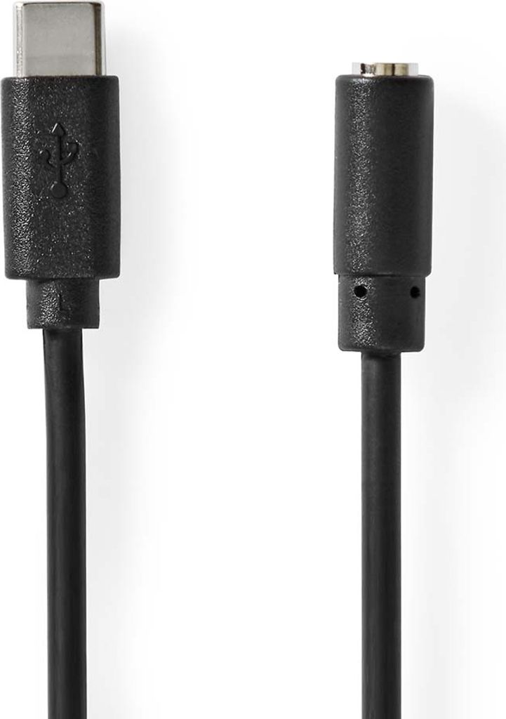 Nedis USB-C Adapter - USB 2.0 - USB-C Stecker - 3.5 mm Buchse - 1.00 m - Rund - Vernickelt - PVC - Schwarz - Box