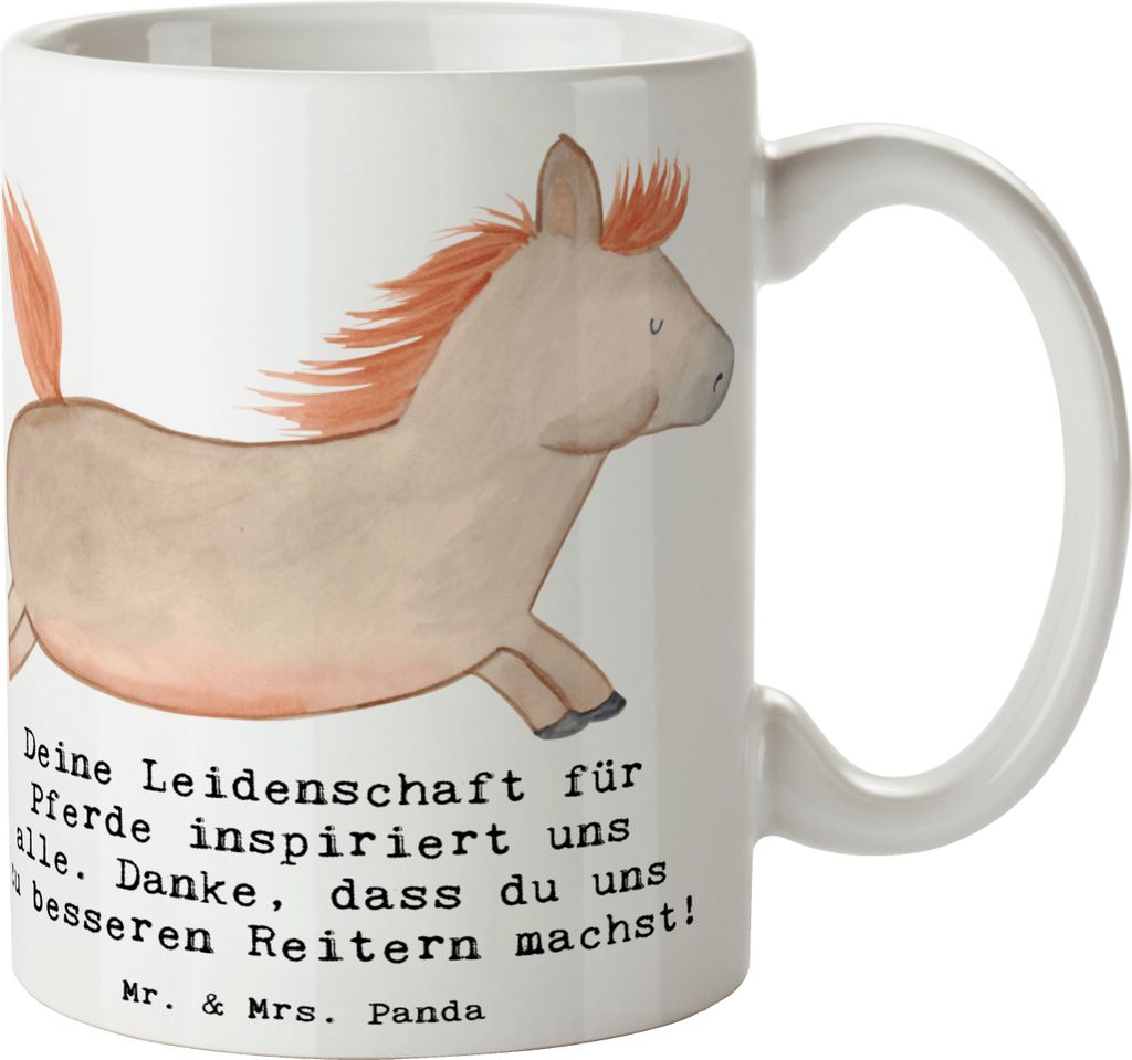 Mr. & Mrs. Panda Kaffeebecher Reitsport Trainerin Inspiration - Weiß - Geschenk, Fähigkeiten, Danksagung, Pott, Kaffeetasse, inspirierende, Pferd...