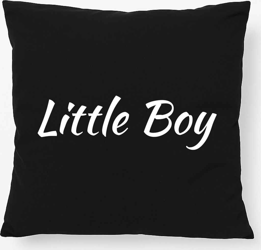 Huuraa Kissen Little Boy Schriftzug 40x40cm mit Füllung Black Baumwolle Dekokissen Geschenkidee