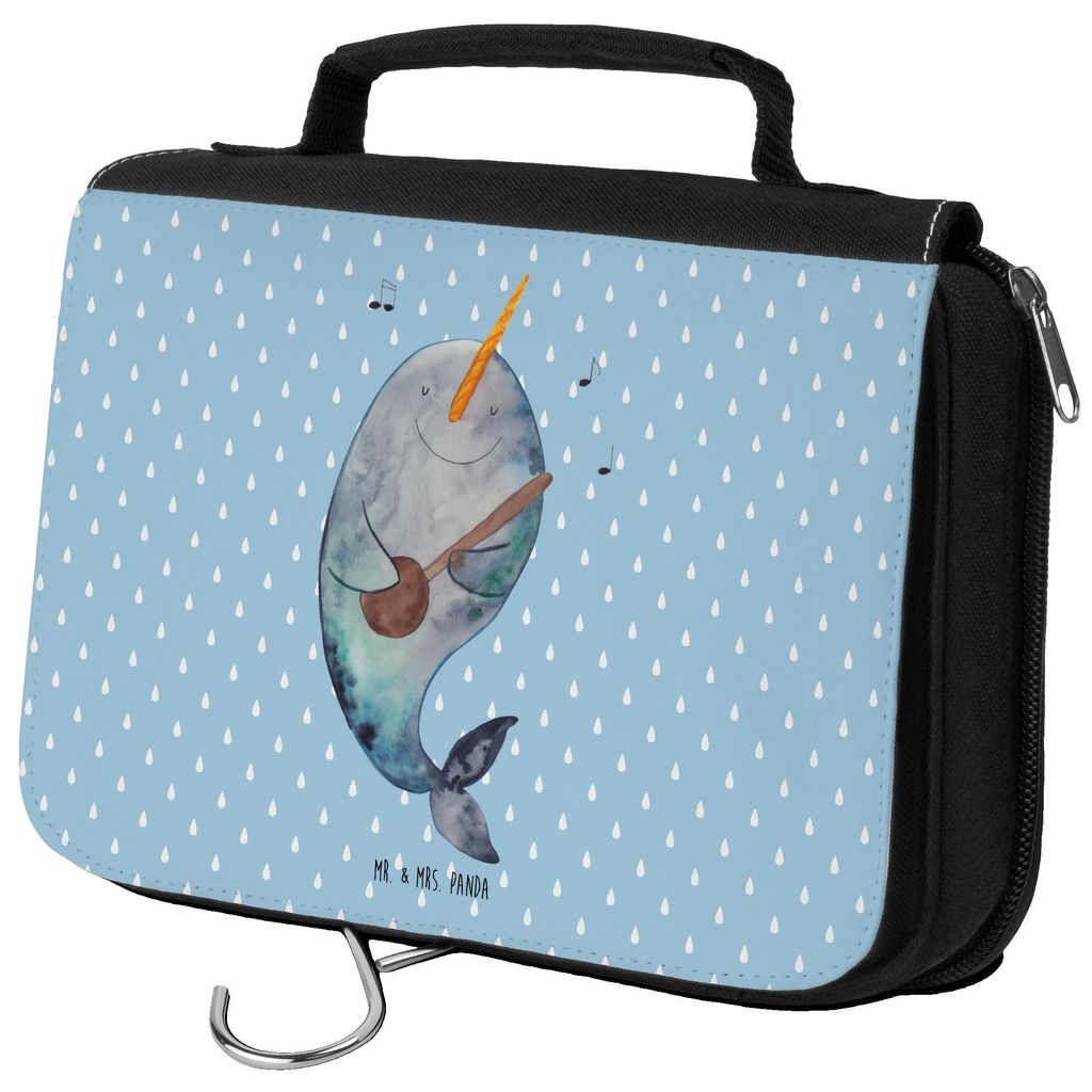Mr. & Mrs. Panda Kulturbeutel Narwal Gitarre - Blau Pastell - Geschenk, Tanzen, kulturtäschchen, Meer, duschbeutel, beautycase, Wal, Gespräche, K...