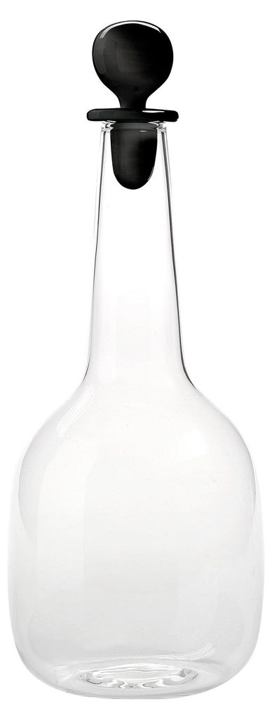 Zafferano Bilia Flasche aus schwarzem Borosilikatglas, elegantes minimalistisches Design, handgefertigt, ideal für Wasser und Wein auf dem Tisch.