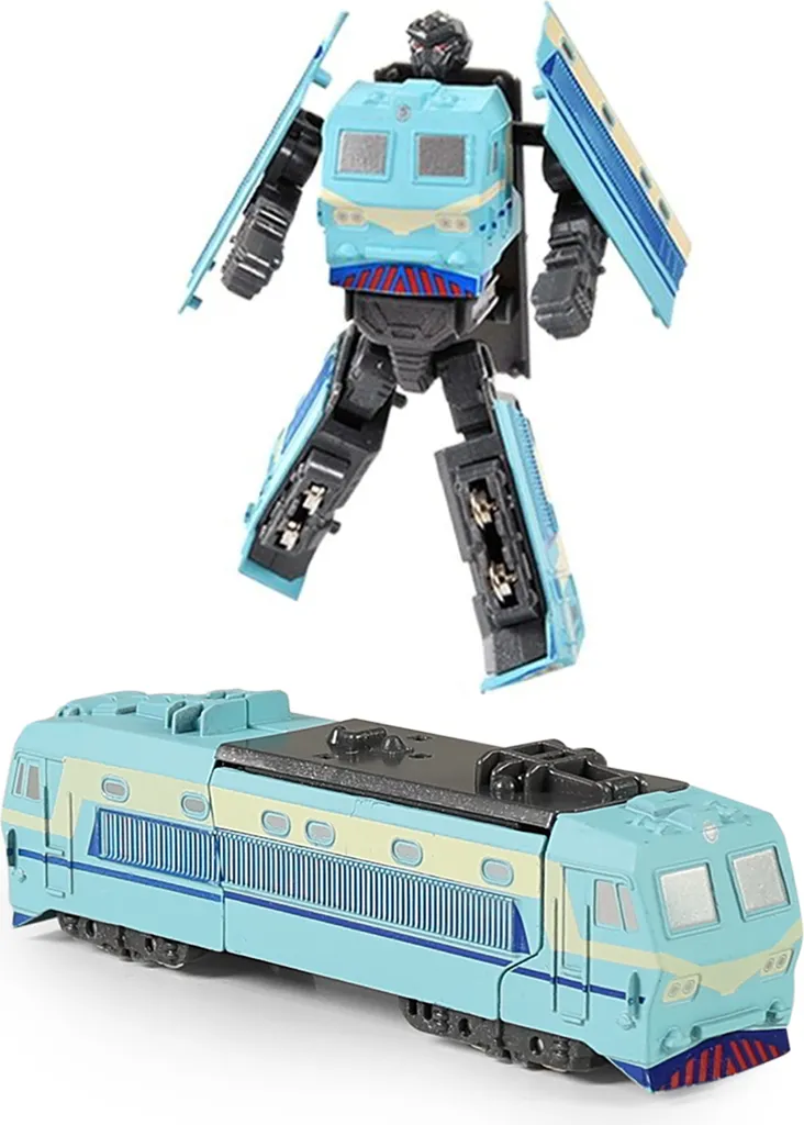 Jouet de Collection Robot Locomotive Bleu en Métal Style Vintage Chic