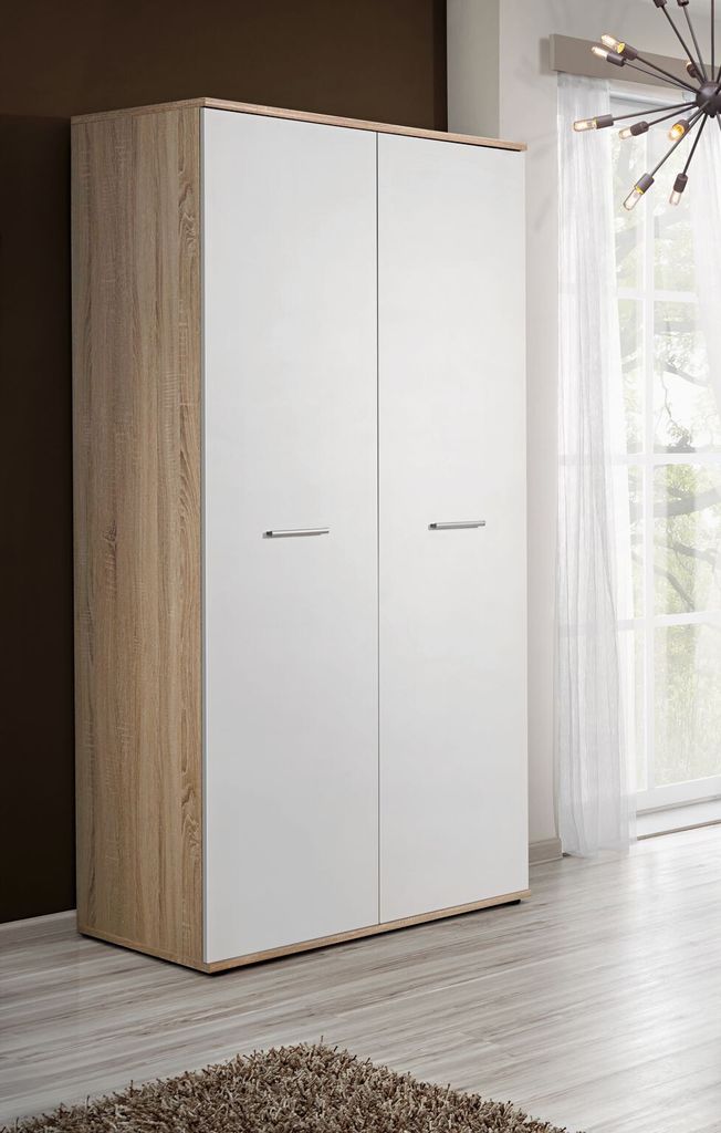 Kinderkleiderschrank EMAN – Breite 90 cm, Sonoma-Eiche/Weiß