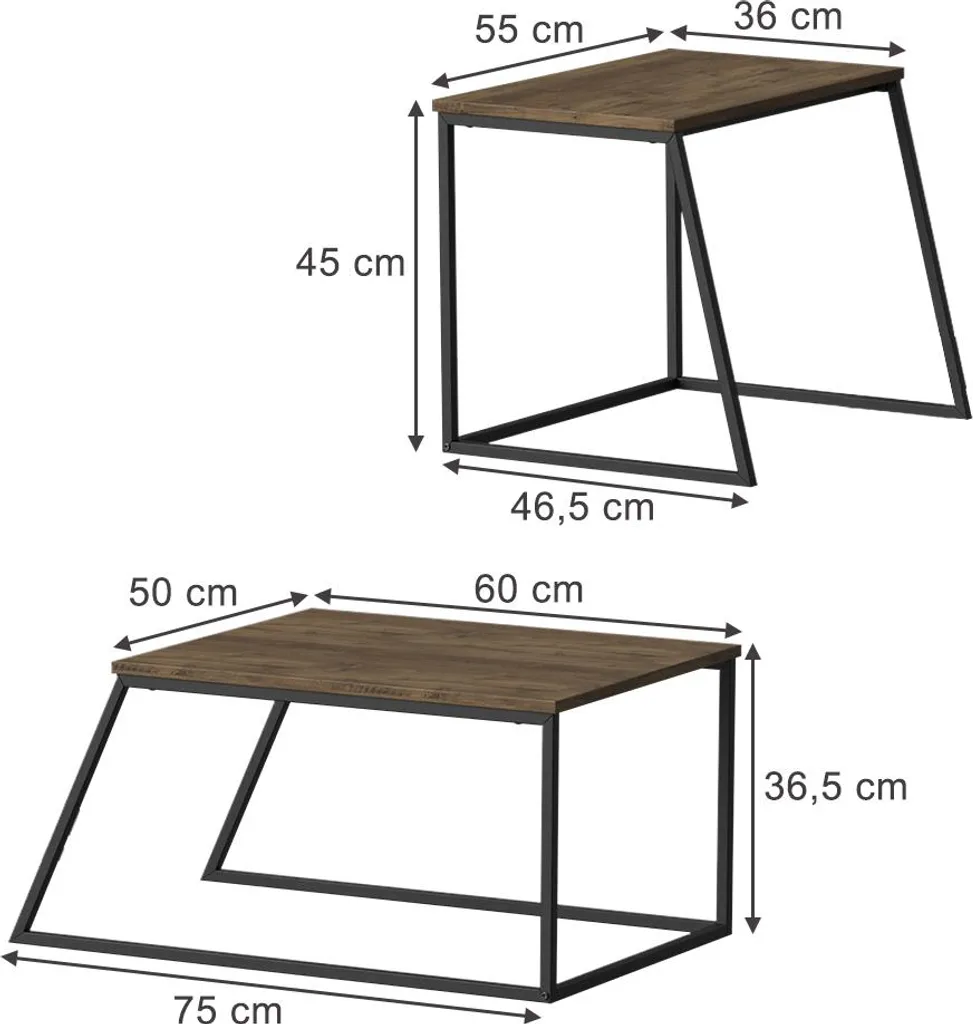 Table basse de salon modulable chêne rustique Myra pour petits espaces - 3