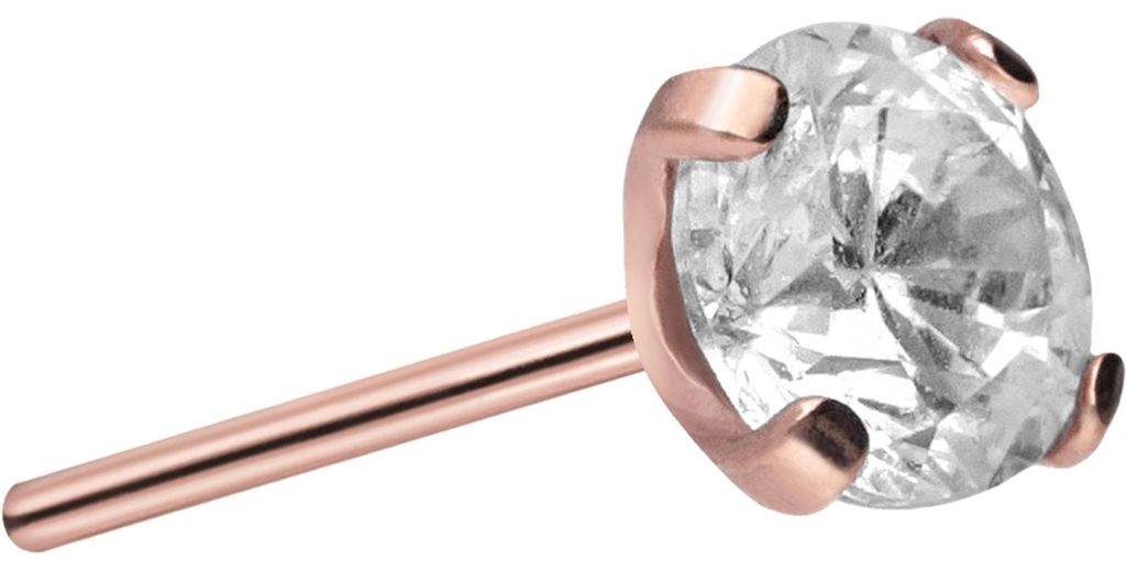 Piercing-Zubehör Titan Aufsatz mit Push Pin EINGEFASSTER KRISTALL RoséGold Kristallgröße: 3mm