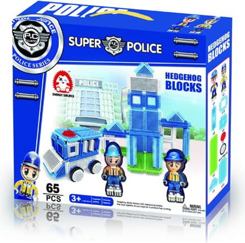 AKTION Große flexible Kreativbausteine Igelkämme POLIZEI 65 Teile Robust