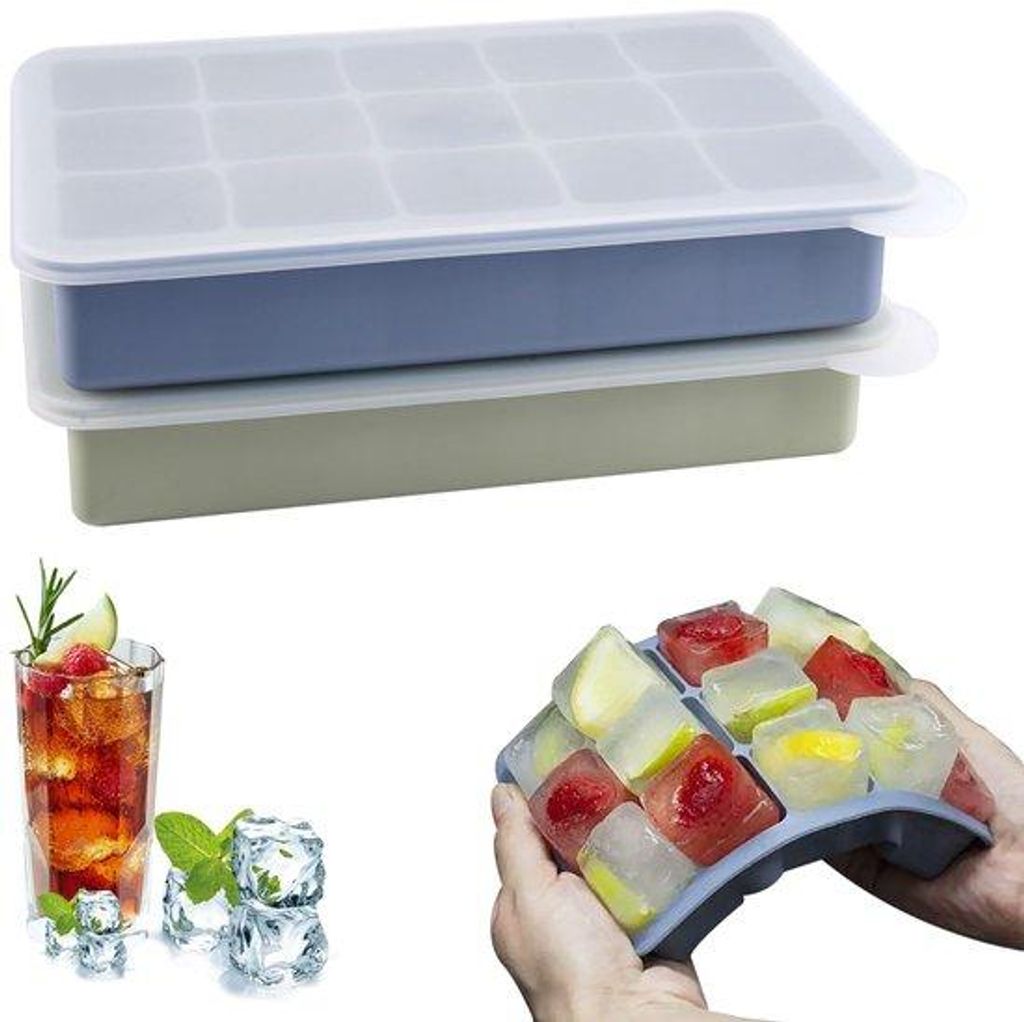 Silikonische Eiswürfel - BPA-frei - Große Quadratische Eiswürfel 3,5cm