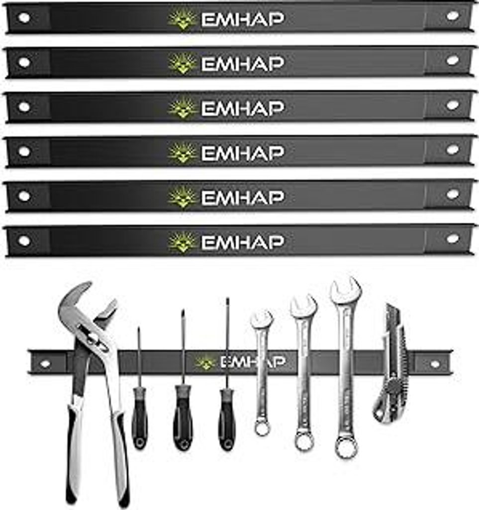 EMHAP Magnetleiste Werkzeug - EXTRA STARK 6er Set (46 cm) - Universale Magnetschiene Magnethalter Werkzeug - Praktischer Werkzeug Organizer