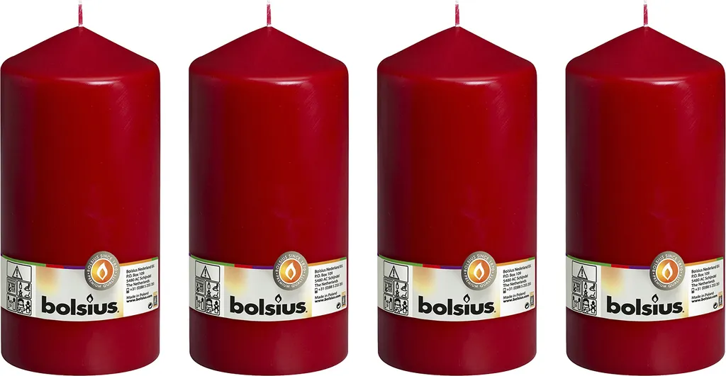 Stock 4 Candele a Colonna Rosso Antico 20cm | Regalo Arredo Qualità