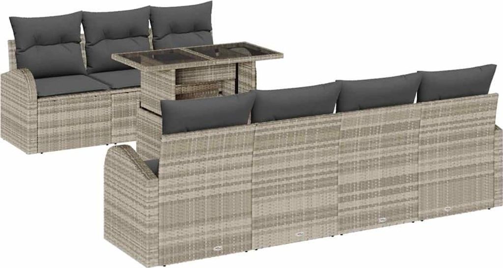 "im Sonderangebot" Gartensofa-set - elegantes Design - Sitzgruppe mit Sofa, Tisch - mit Kissen 8 pcs Hellgrau Poly-Rattan - Terassenmöbel DEMöbel...