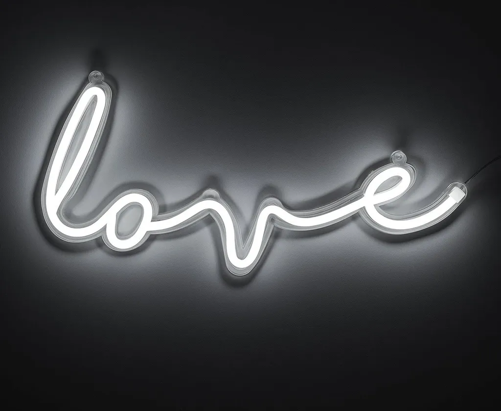 Néon LED Love Blanc 16x7 : Luminaire sans surchauffe pour déco murale