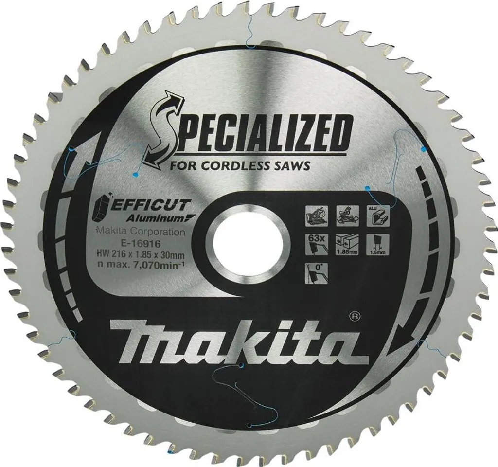 Lame de scie 216 mm E-16916 EFFICUT anti-vibration perçage 30 mm