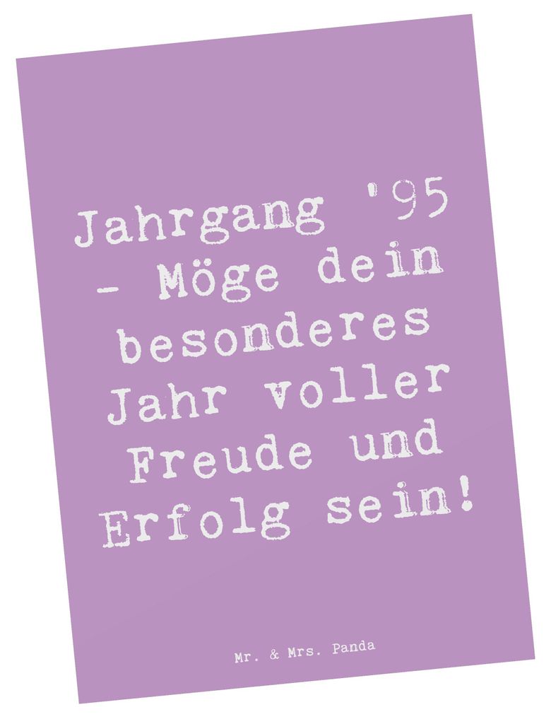 Mr. & Mrs. Panda Postkarte Spruch 1995 Geburtstag - Lavendeltraum - Geschenk, bildkarte, Jahrgangsfeeling, Erinnerungen, personalisierte Geschenke,...
