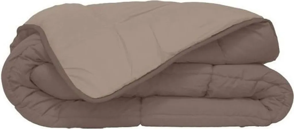 Couette été 240x260 cm bicolore en microfibre HUDSON Taupe et Lin