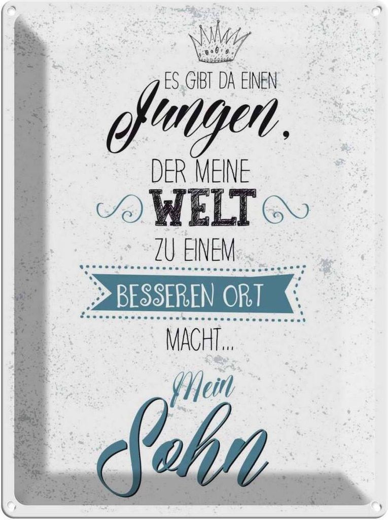 vianmo Blechschild 40x30 cm Sohn meine Welt wird besser Familie Freunde
