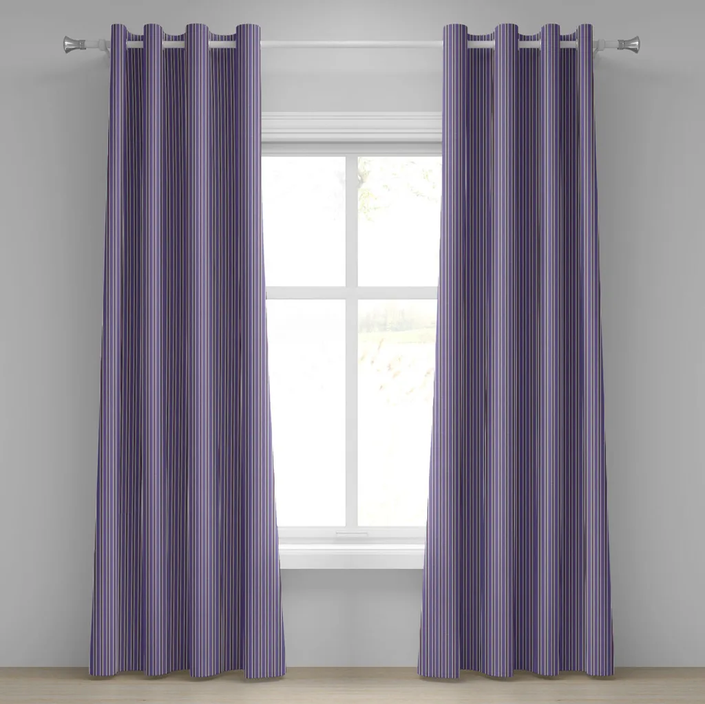 Rideaux décoratifs 2 panneaux motif graphique lavande et blanc 280cm