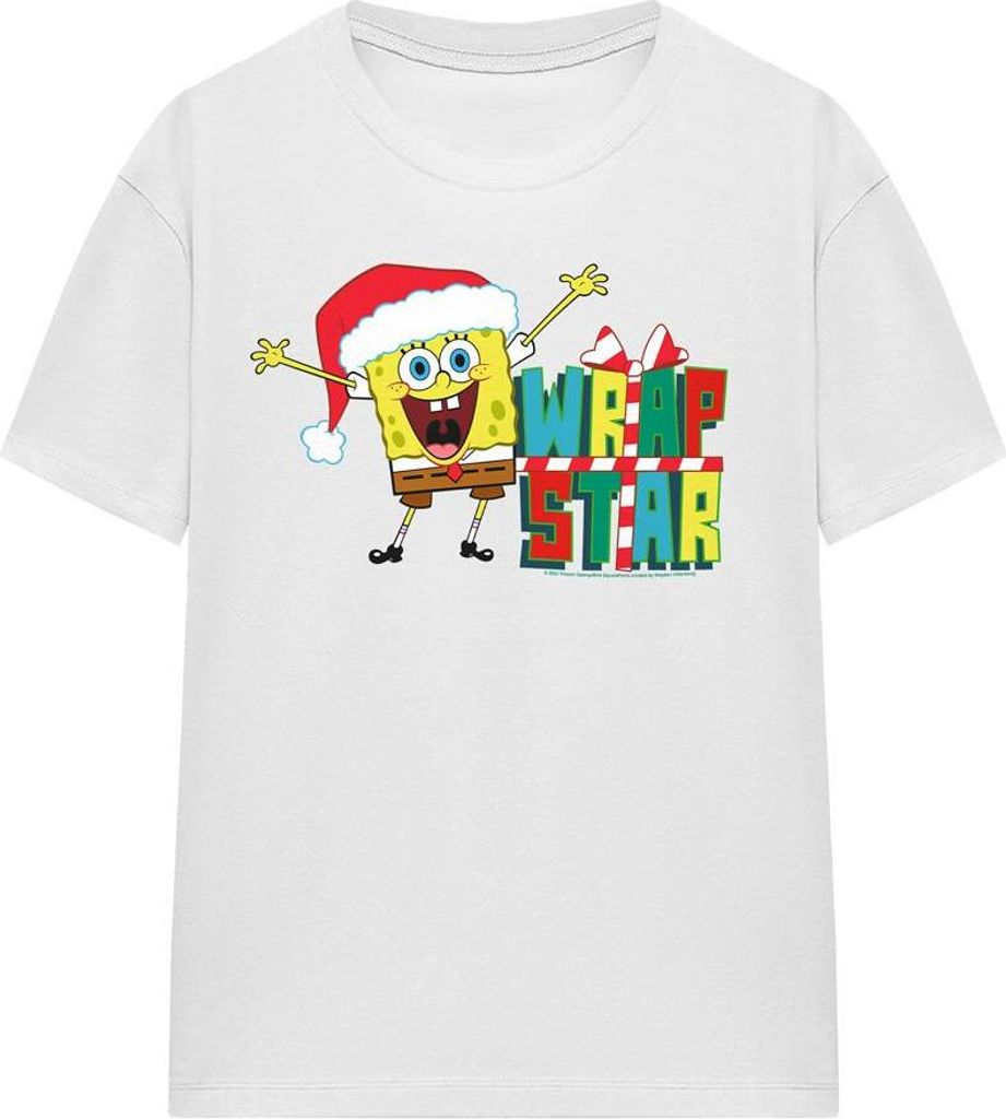 SpongeBob SquarePants - "Wrap Star At Christmas" T-Shirt für Herren/Damen Uni TV16022 (L) (Weiß)