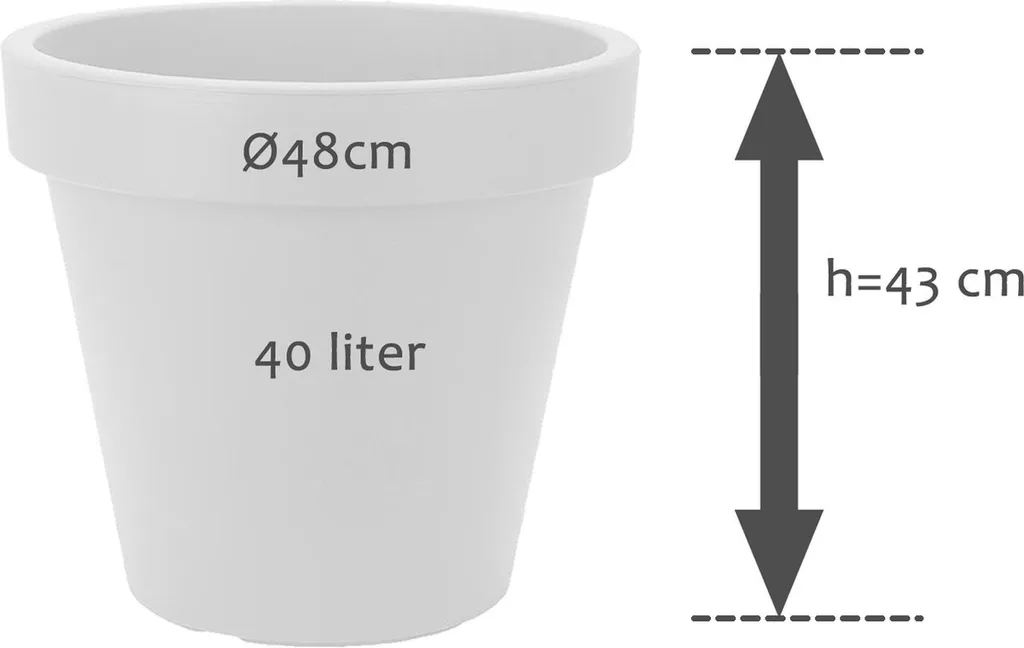 Pot de fleurs plastique Ø48 cm blanc double paroi résistant au gel x4 - 2
