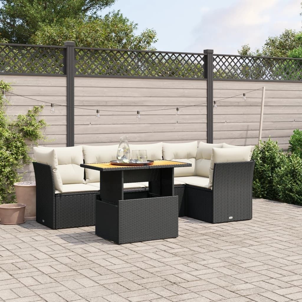 Maison Exclusive - 5-tlg. Garten-Sofagarnitur mit Kissen Schwarz Poly Rattan