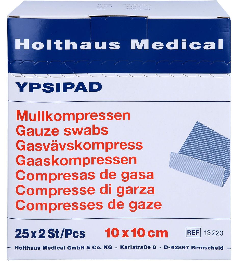 Mullkompressen 8-fach steril YPSIPAD 10x10cm, 50 St. Produktbild 
