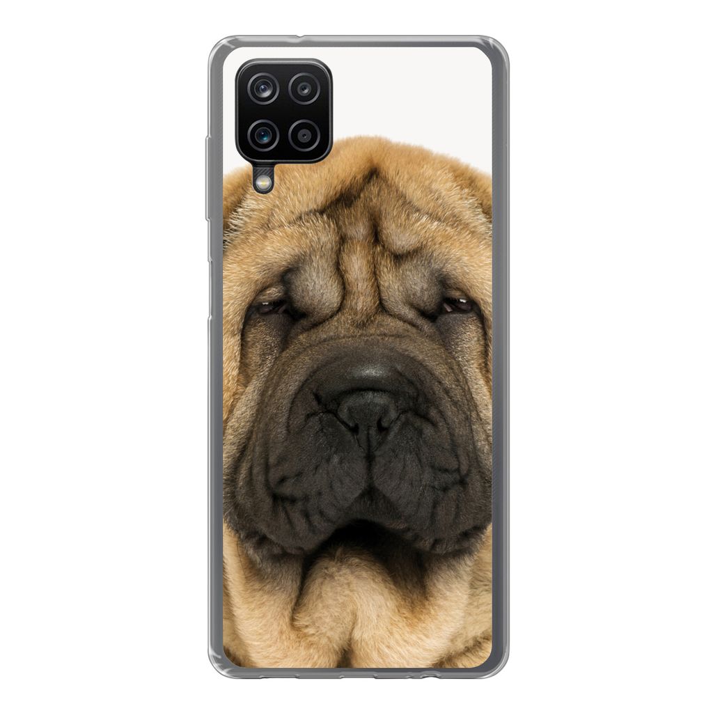 MuchoWow Handyhülle Schutzhülle Hülle für Samsung Galaxy A12 Hund - Jungen - Sharpei - Haustiere - Mädchen - Kinder Silikon Softcase Handy H...