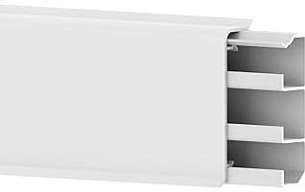 Cablecoach 6 m Sockelleiste aus PVC, mit integriertem Kabelkanal, Farbe: Weiß, Höhe: 70 mm (4 Stück Länge 1,5 m)