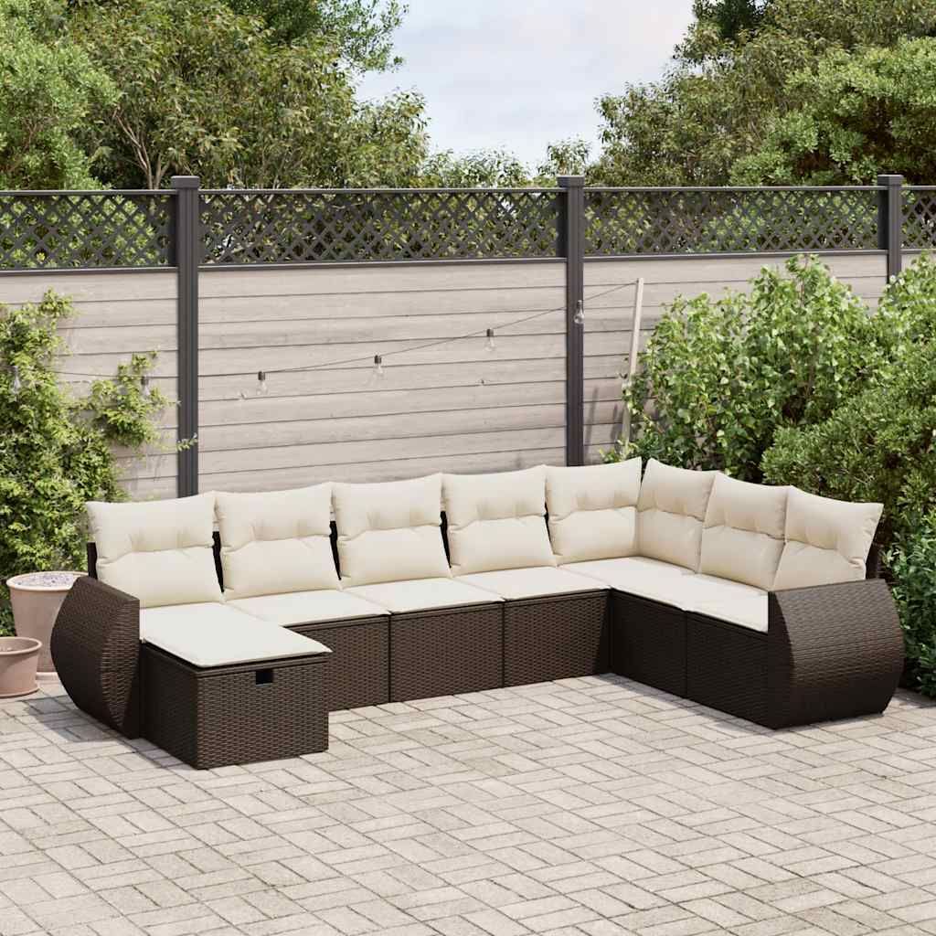 Maison Exclusive - 8-tlg. Garten-Sofagarnitur mit Kissen Braun Poly Rattan