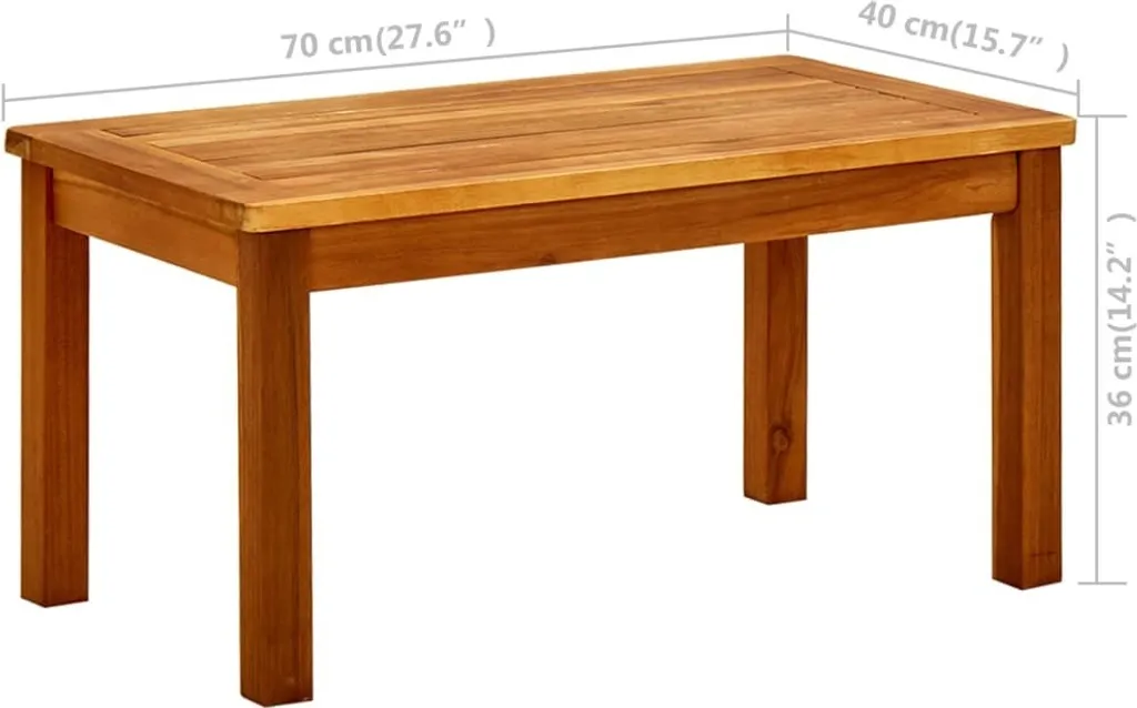 Table d'Appoint Extérieure Rectangulaire en Bois Naturel d'Acacia