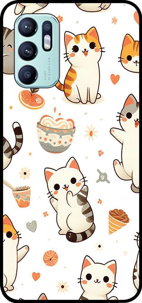 Smartphonica Handyhülle passend für Oppo Reno6 4G mit Katzen aufdruck - TPU Rückseite Fall Katze Design