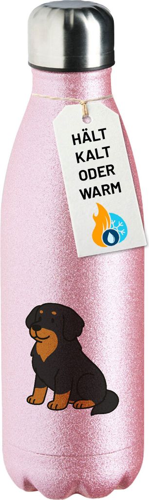 Huuraa Trinkflasche Hovawart Comic Hovi 500ml Pink Edelstahl Wasserflasche Trinkflasche Geschenkidee