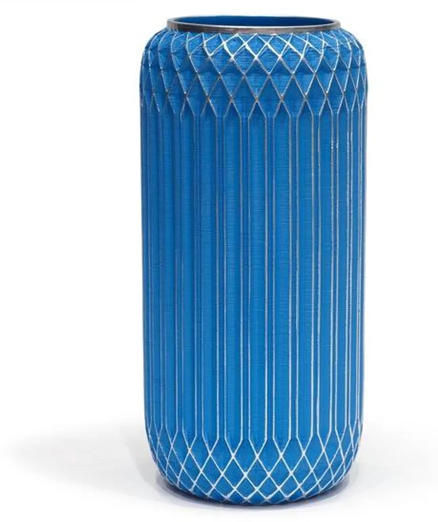 Grand vase bleu en résine étanche de 28cm pour décoration bureau et salon