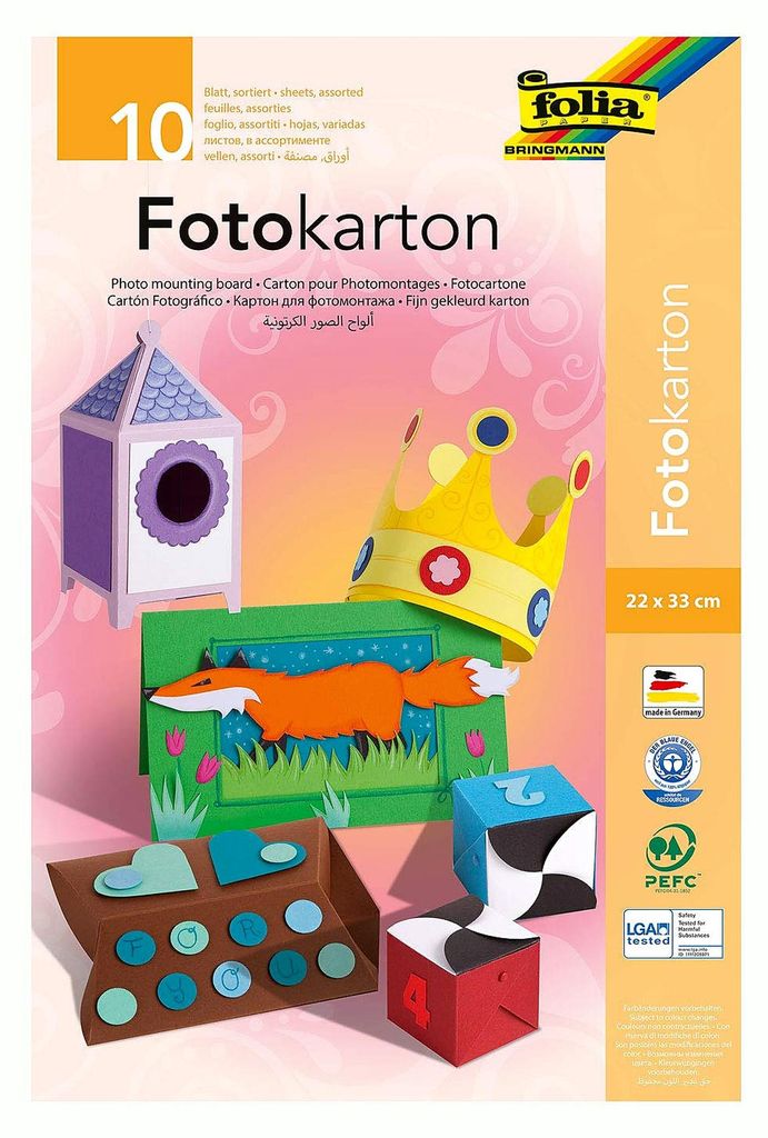 Fotokarton Block Din A4 300g 10 Bogen sortiert