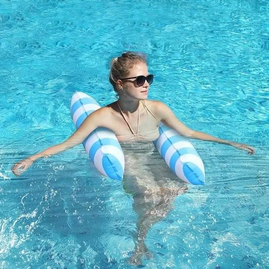 Hamac à eau gonflable 4 en 1 multi-usage pour piscine et plage - Bleu