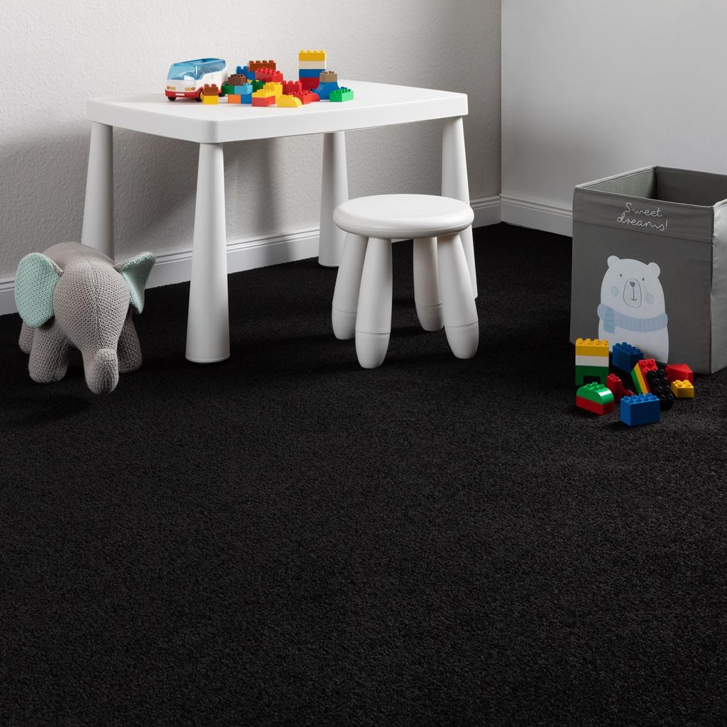 Steffensmeier Teppichboden Cambridge Young Meterware | Auslegware für Kinderzimmer Wohnzimmer Schlafzimmer | Schwarz, Größe: 400x700 cm