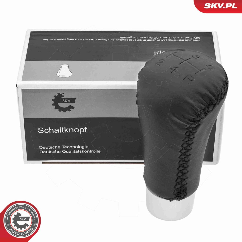 ESEN SKV Schaltknauf 5-Gang Schalthebelknauf Schwarz Kunststoff Synthetikleder für HONDA CIVIC VII Hatchback (EU, EP, EV) CIVIC VII Coupe (EM2)