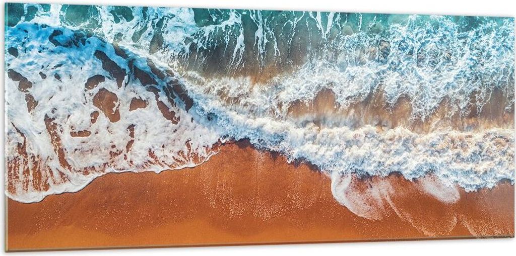 Bilder auf glas - Einteilig - Sand Wasser Strand - 120x50cm - Glasbilder - Wandbilder - Bilder - zum Aufhängen bereit - Wanddekoration aus Glas - ...