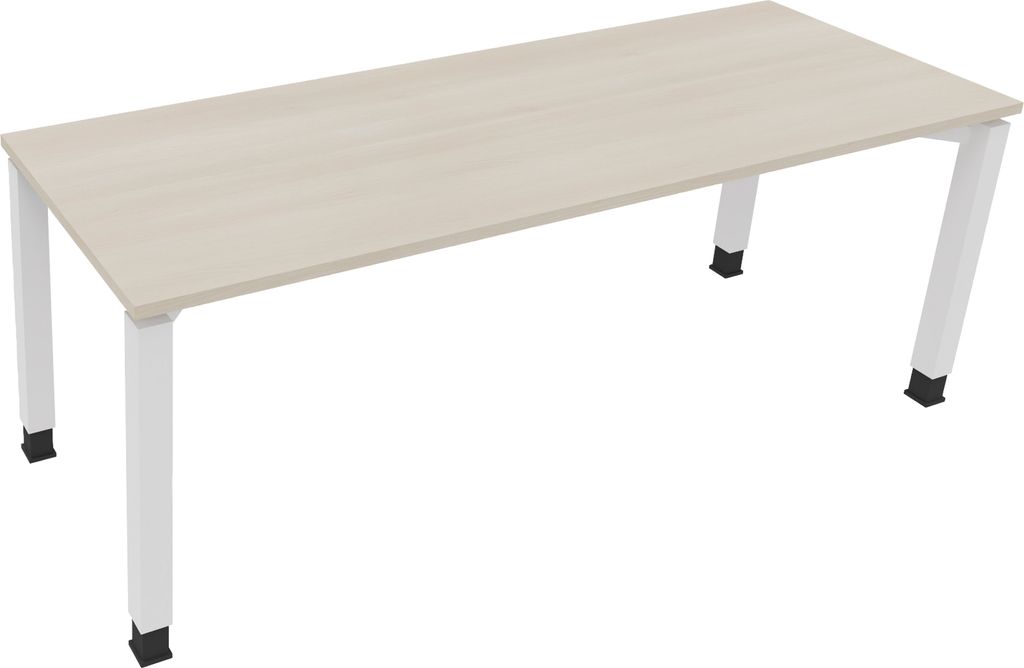 Schreibtisch Vierfuß Quadratrohr B2000xT700xH680-820 ws/Akazie hell
