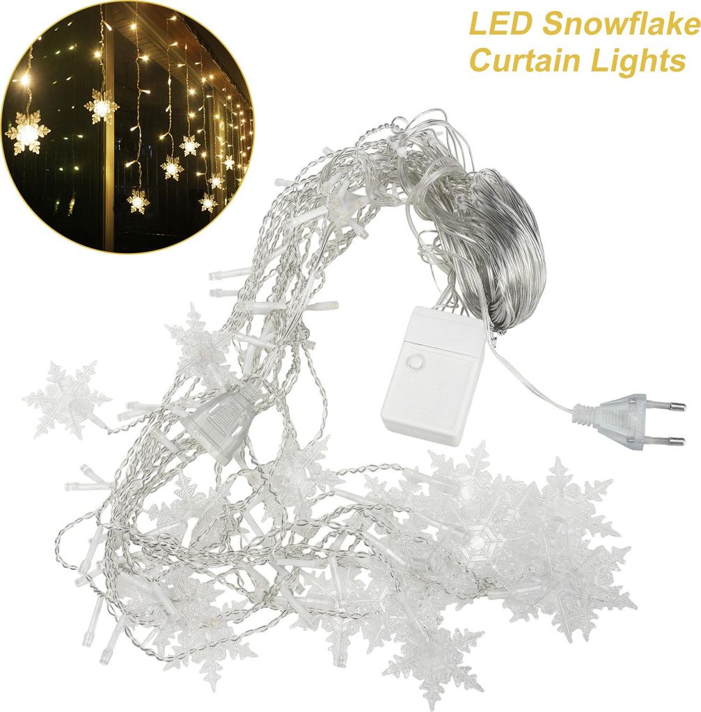 LED Schneeflocken Vorhang Lichterkette für Weihnachten